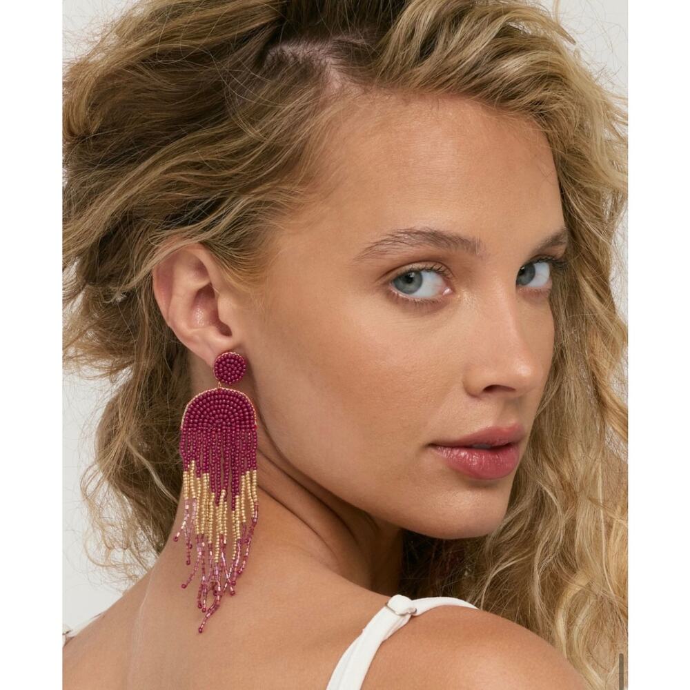 Beaded fringe earrings NWT